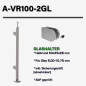 Preview: Geländerpfosten LINKS Endpfosten Ø42,4 Bauhöhe 1000mm mit Glasklemmen 63x45mm Geländer V2A geschliffen K320 Edelstahl