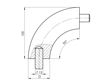 Holz Verbindungsbogen 90° Eiche DUB (OAK)
