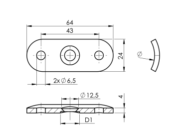 Anschraubeplatte für Handlaufhalter