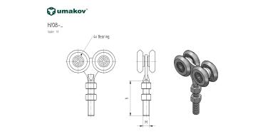 Preview: Vierädriger Rollenapparat Zn, profile 33x34mm
