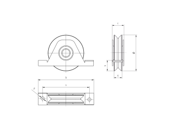 Preview: Schiebetorrolle mit Außenstützplatte und V-Rille Z