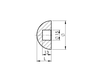 Endkappe für Handlauf AISI 304, D42,4/d14mm