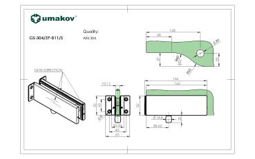 Preview: Glashalter mit Drehpunkt auf den oberen Scharnier