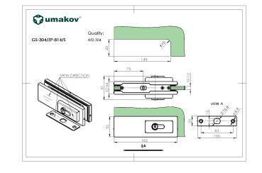 Preview: Schlösser für Glastüren AISI 304