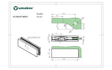 Preview: Glastürscharnier - unten AISI 304