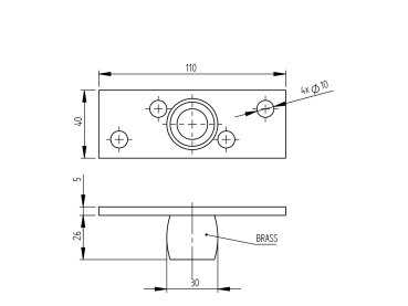 Preview: Führungselement von unten Zn, 110x40, D30mm