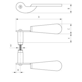 Ziertürdrücker L160, C50, D19mm, Fe