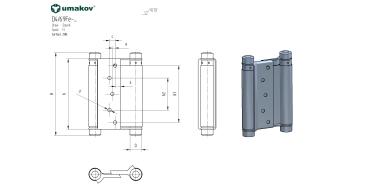 Preview: Selbstschließfederscharnier 2-seitig Fe, L=125mm