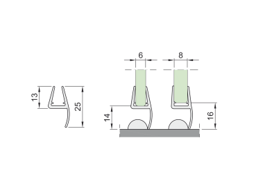 Dichtungsleiste unten - für Glastür