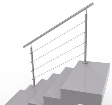 Preview: Seilgeländer - Edelstahl - Bodenmontage - steigend