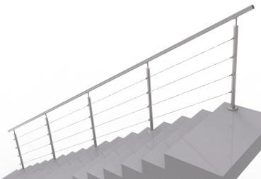 Preview: Seilgeländer - Edelstahl - Bodenmontage - steigend