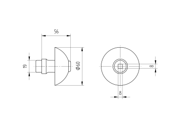 Preview: Ziertürdrücker - Kugel d60mm, D19mm, Zn