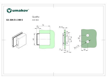 Preview: Verriegelungsteil für Glastür GS-304/D-206/S