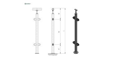 Mittelpfosten, Oberverankerung - grade AISI304, D4