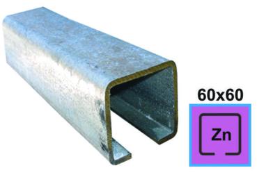 Preview: Eisenlaufschiene Zn, 60x60x4mm, L3m