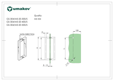 Griff an der Glastür AISI304, K320