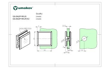Preview: Glashalter, Zamak, 45x45x20/T 8-10 mm