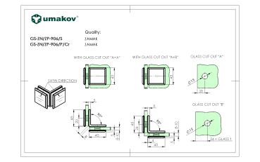 Preview: Glashalter, Zamak, 90°, T 8-10 mm