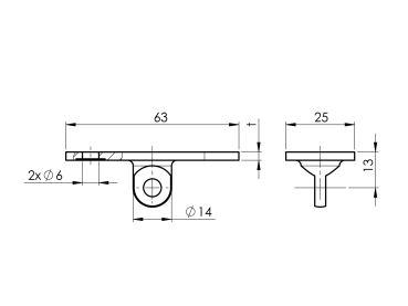 Anschraubeplatte für Handlaufhalter AISI316