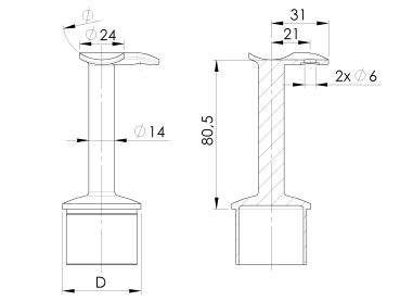 Handlaufhalter für Pfosten 90°