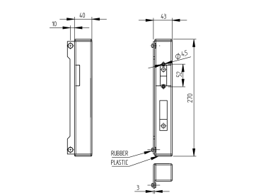 Preview: Toranschlag für elektromag. Schloß, Inox, 40x40mm