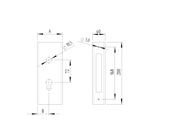 Schloßkasten für Schloß H/36-30A 60x40mm