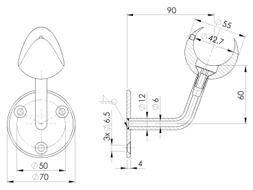Preview: Handlaufhalter an die Wand