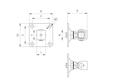 Preview: EdelstahlTorband regulierbar mit platte M16, 80x80