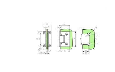 Glastürscharnier  +/- 90° - Montage Glas/Wand flex