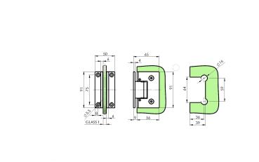 Preview: Glastürscharnier  +/- 90° - Montage Glas/Wand flex