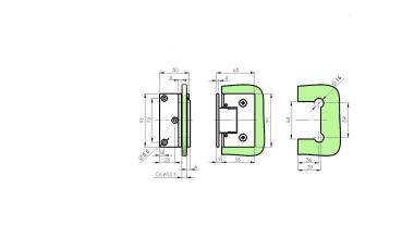 Preview: Glastürscharnier +/- 90° - Montage Glas/Glas flex
