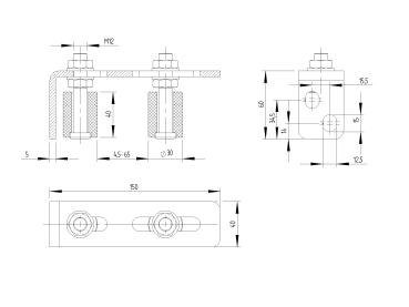 Preview: Befestigungswinkel mit Kunststoffrolle, Zn