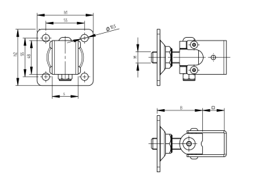 Torband mit U-Bügel und Platte Zn, M16, 80x80mm