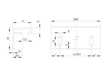 Konzola pre nylonový hrebeň H/01PVC-AL, L3m