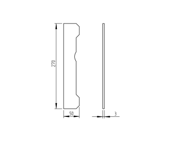 Preview: Wicket/gate end stop 270x50x3mm, INOX