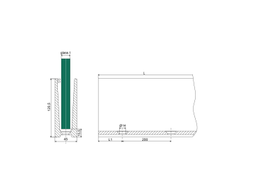 Aluprofil für Ganzglasgeländer - Oberverankerung