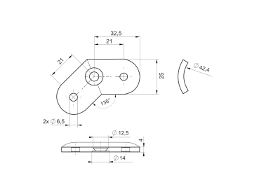 Preview: Anschraubplatte für Handlaufhalter