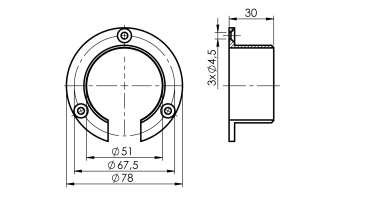 Preview: Handgriff-Glashalter-Flansch Aluminium-LED