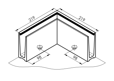 Preview: Ecke OUT für Aluprofil mit Oberverankerung AL/INOX