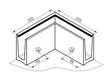 Ecke IN für Aluprofil mit Oberverankerung AL/ELOX/