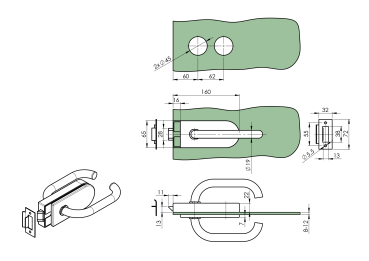 Schloss für Glastür AISI304 UV