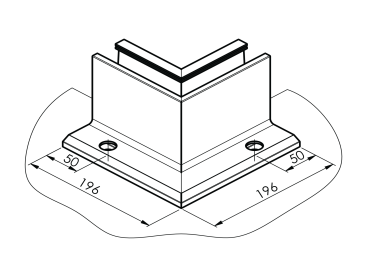 Ecke IN für Aluprofil mit Oberverankerung AL/ELOX/