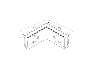 Preview: Ecke IN für Aluprofil mit Seitenverankerung AL/ELO