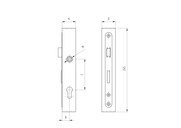 Schloßkasten-Set, ohne Türgriff JP50x30