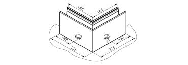 Preview: Ecke IN für Aluprofil mit Oberverankerung AL/ELOX/