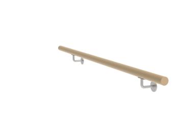 Preview: Holzhandlauf, Eiche mit Edelsahlhalterungen, L1600mm