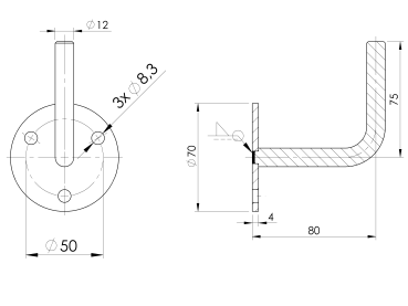 Preview: Handlaufhalter an die Wand