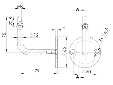 Preview: Handlaufhalter an die Wand