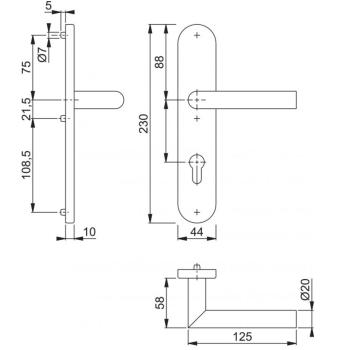 Preview: Türdrücker Edelstahl AISI 304, K320 90mm