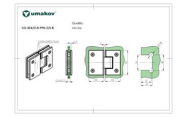 Preview: Glastürscharnier +/- 90° - Montage Glas/Glas BLACK